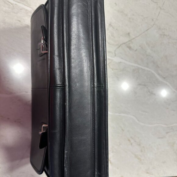 COACH Briefcase Black Leather Double Buckle Shoulder Strap Messenger Vintage - Picture 3 of 10